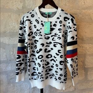 Men's Crewneck Sweater - White Leopard Print